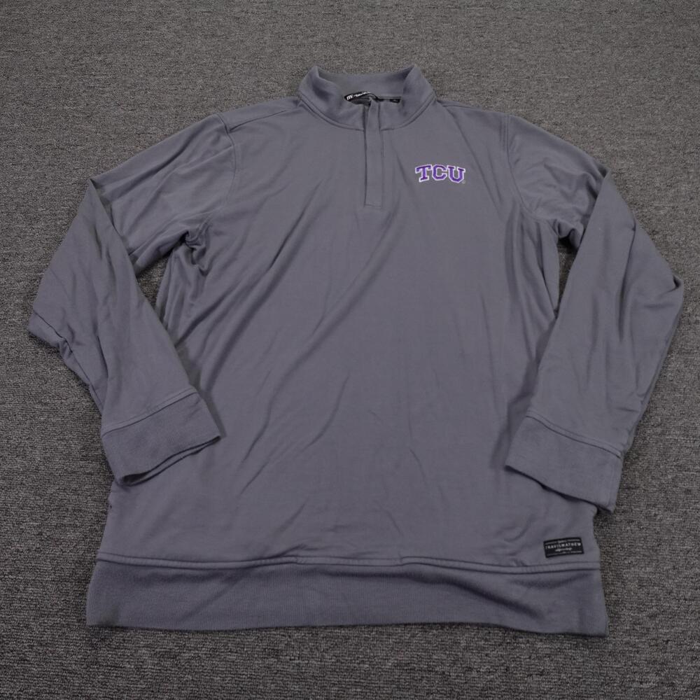 TCU Horned Frogs Sweatshirt Mens XL Gray NCAA Golf TravisMathew 1/4 Zip Pullover